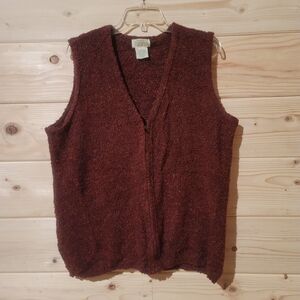 Vintage St John’s Bay Sweater Vest Zip-Up Women's Size XL 23x26 Made In The USA